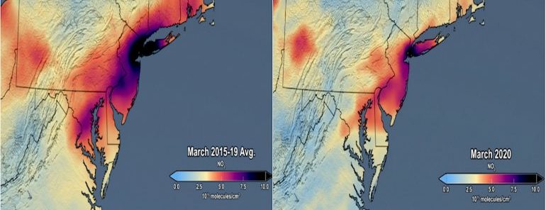 La NASA revela imágenes de una caída del 30% de contaminación del aire sobre el noreste de los Estados Unidos