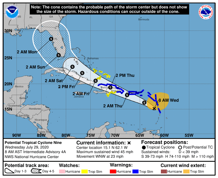 Sur de la Florida en el cono de potencial ciclón tropical que amenaza al Caribe