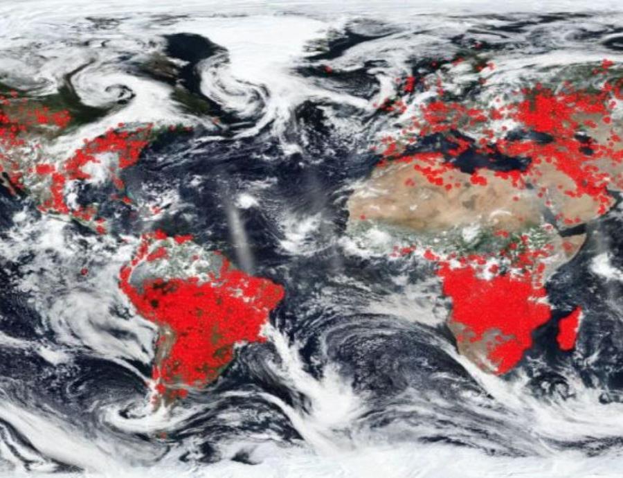 Imágenes de la NASA muestran todos los incendios activos en el mundo