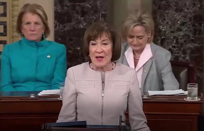 Senadora republicana Susan Collins informó que votará para confirmar a Kavanaugh (Video)