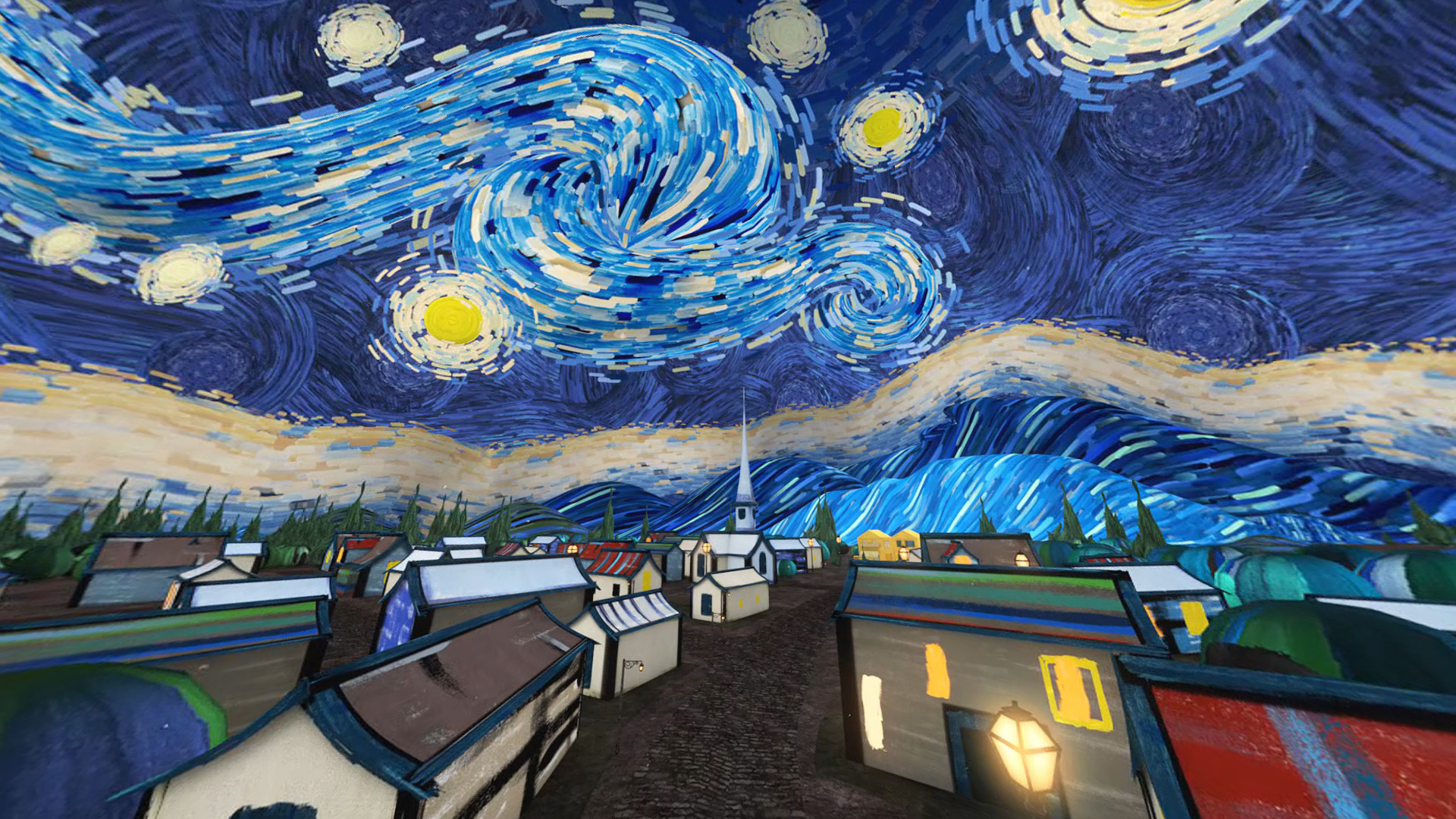 Magia de la tecnología lograr recrear “La Noche Estrellada” de Vincent Van Gogh en 3D