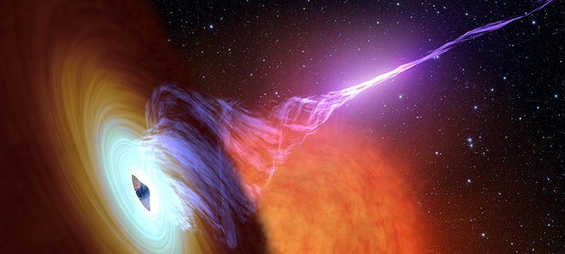 Descubren agujero negro con fuente de chorros de plasma