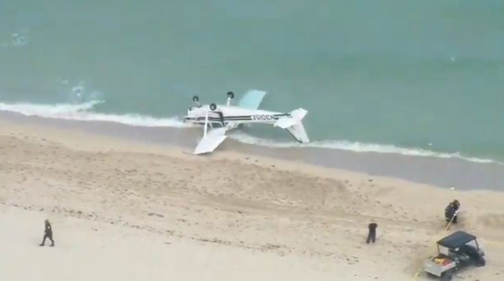 Avioneta con cuatro personas a bordo se estrelló en la playa de Haulover