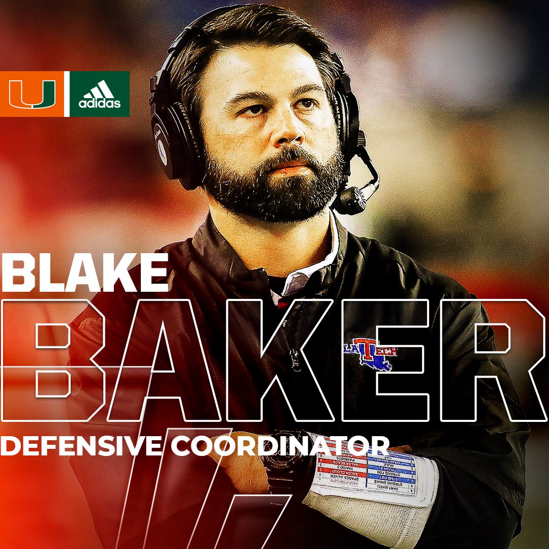 Blake Baker anunciado como nuevo Coordinador Defensivo de los Miami Hurricanes