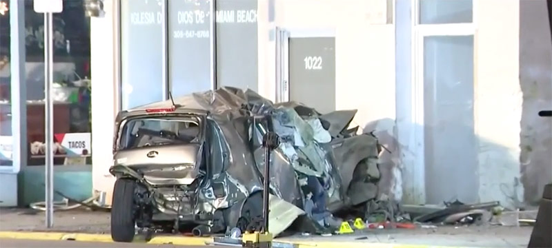 Un fallecido y un herido en aparatoso accidente vial en Miami Beach