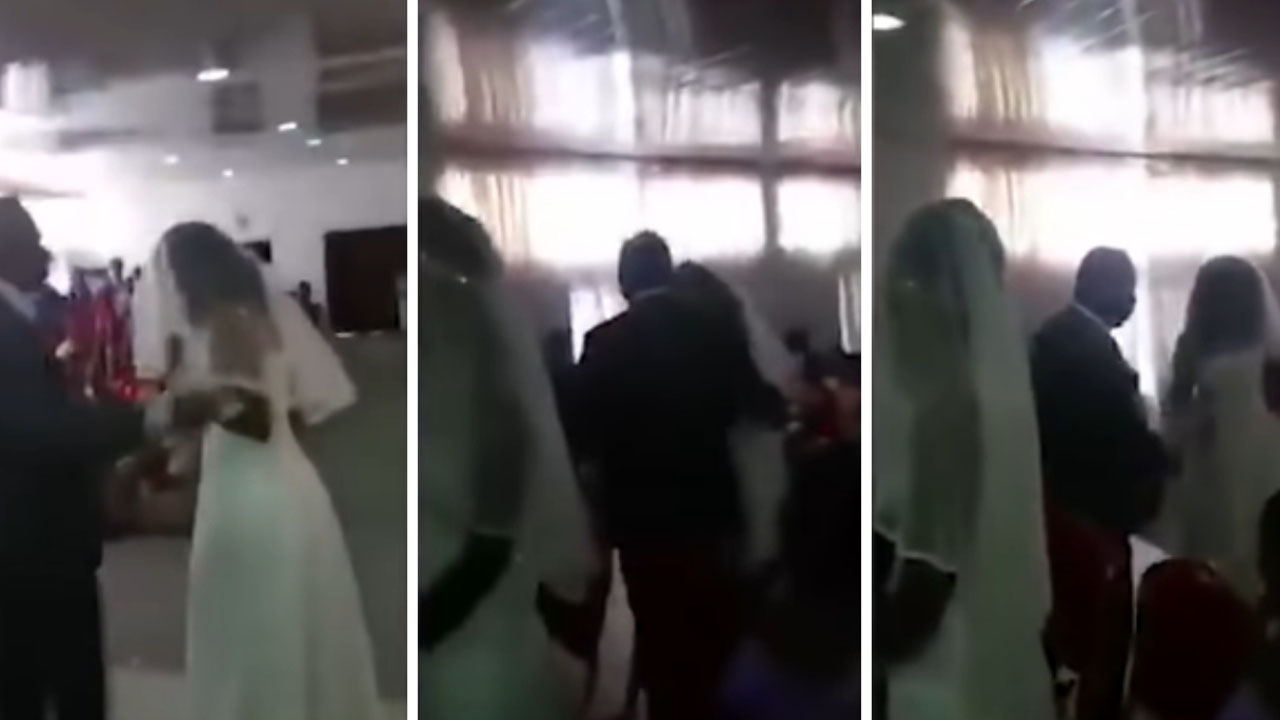 Mujer arruinó la boda de su amante al presentarse vestida de novia (Video)