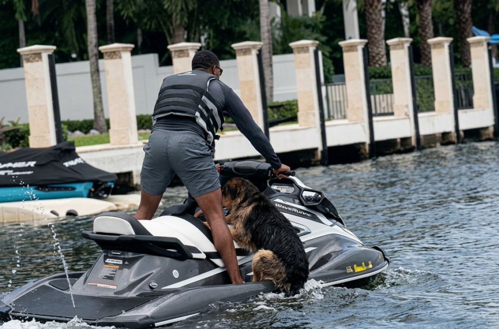Héroe en moto acuática rescata a un perro del canal de Fort Lauderdale