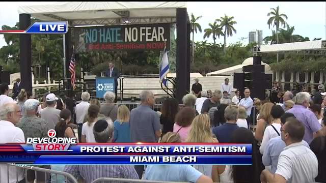 Protestaron en Miami Beach contra el aumento de crímenes antisemitas