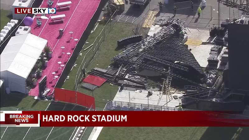 Estructura de metal se derrumbó sobre el escenario del festival de música Rolling Loud