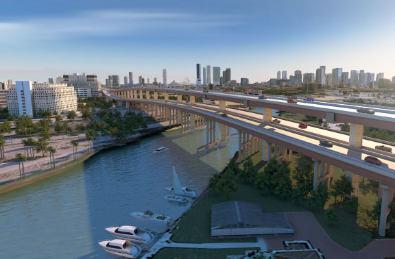 Miami da un paso al futuro con el doble piso de la autopista I-395
