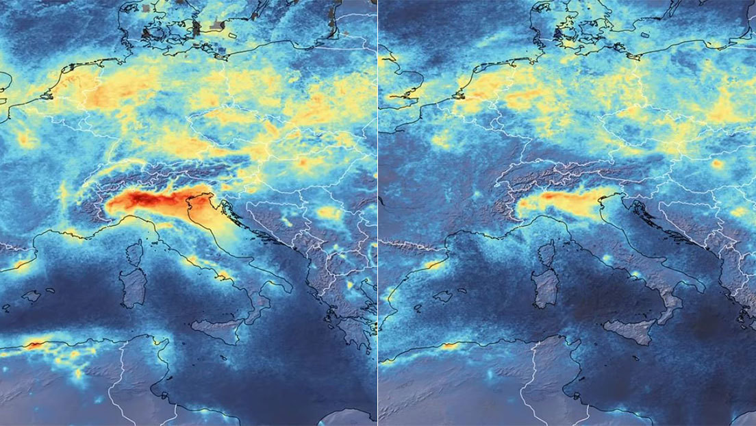 Imágenes desde el espacio muestran rápida disminución de contaminación en Italia a causa de la pandemia (VIDEO)