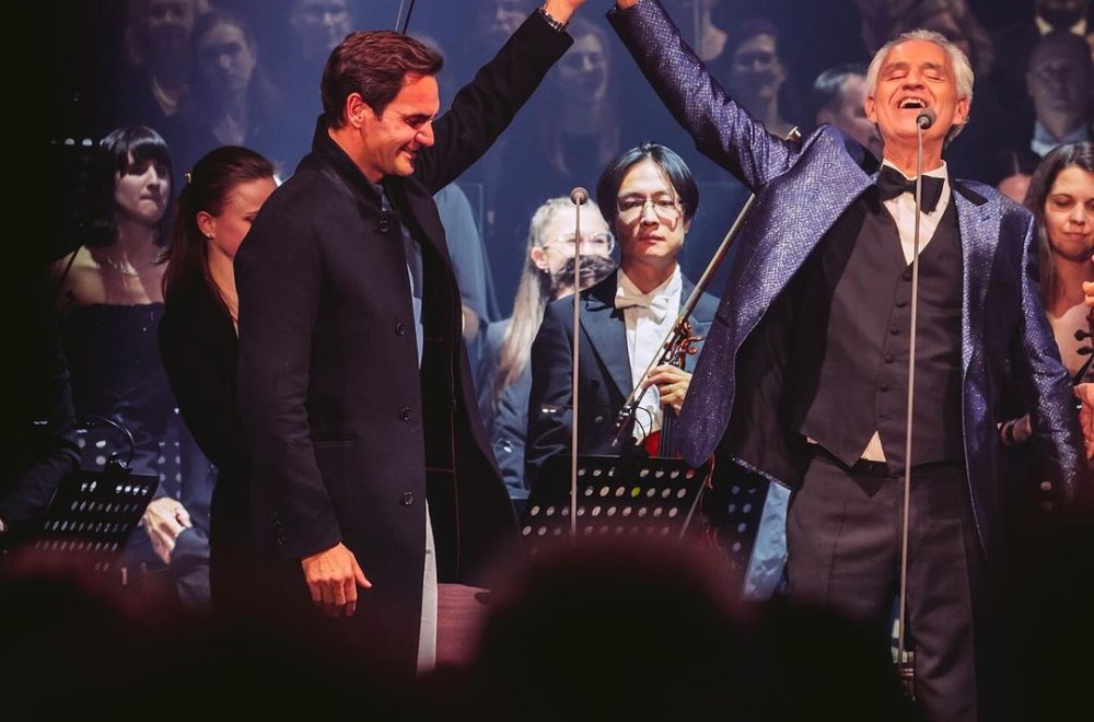 Roger Federer se emociona hasta las lágrimas en el concierto de Andrea Bocelli