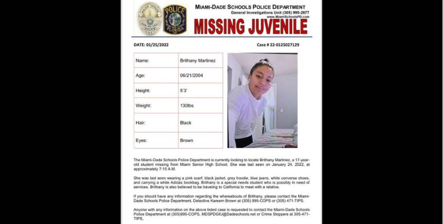 Estudiante de 17 años del Miami Senior High School desapareció misteriosamente