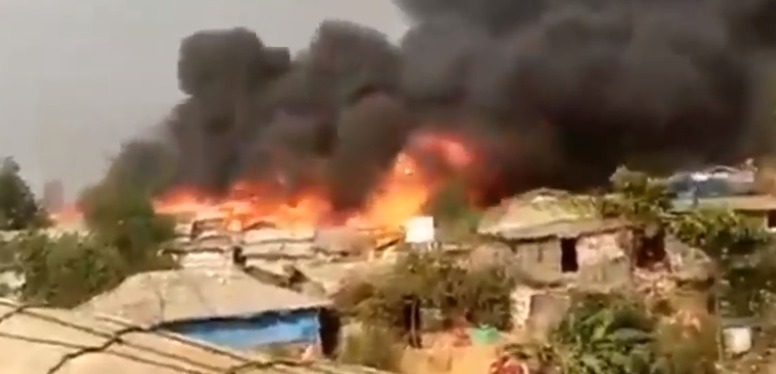 Incendio masivo arrasa campo de refugiados en Birmania +Vídeo