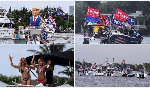 En fotos: En Fort Lauderdale organizaron una caravana de botes en apoyo a Trump