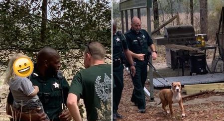 ¡De agresivo nada! Un pitbull se quedó cuidando a un niño mientras estuvo perdido en un bosque de Florida