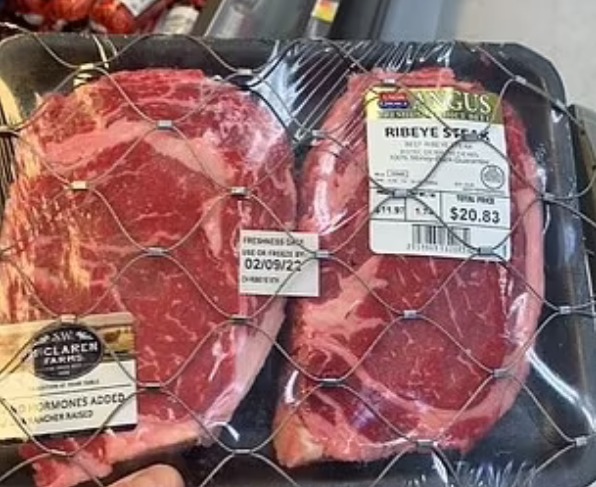 Steaks locked up! Walmart hides his meat in cages