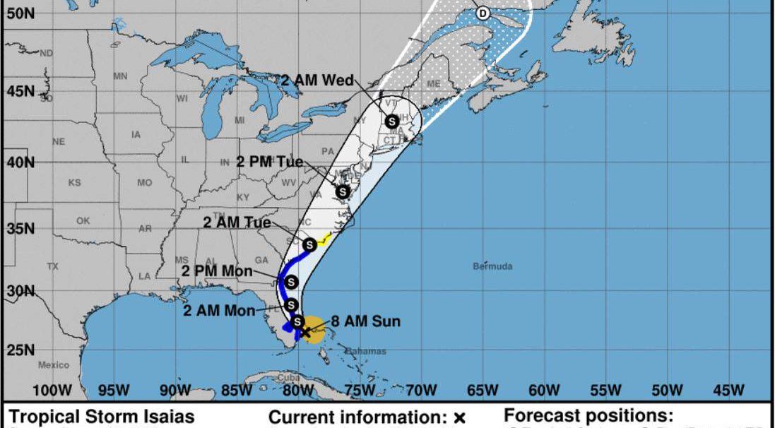 Cancelado aviso de huracán en Florida: Isaías sigue debilitándose