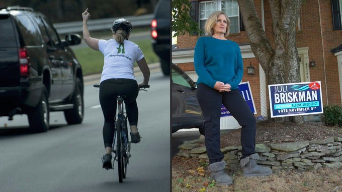 Mujer que hizo seña obscena con el dedo a la caravana de Donald Trump ganó las elecciones en Virginia