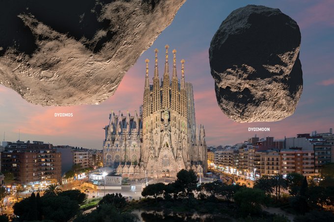ESA muestra los asteroides Didymos sobre los monumentos más emblemáticos de la Tierra
