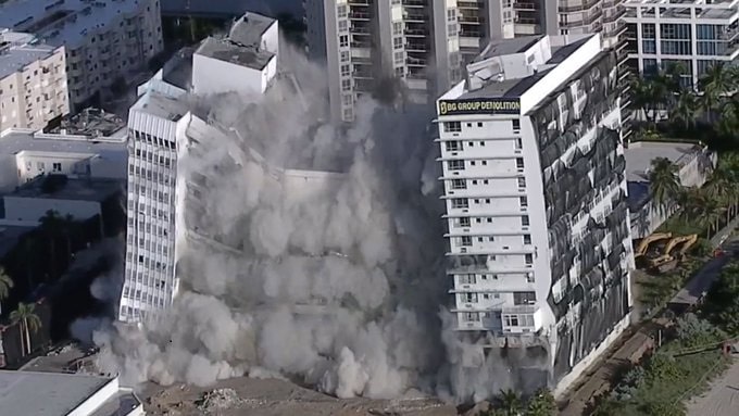Este domingo se ejecutó demolición de icónico hotel de Miami Beach