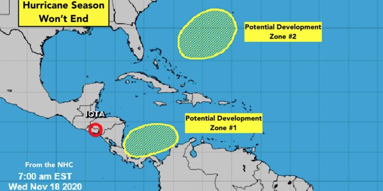 Fuertes vientos se esperan en el sur de Florida a medida que el huracán Iota azota Centroamérica