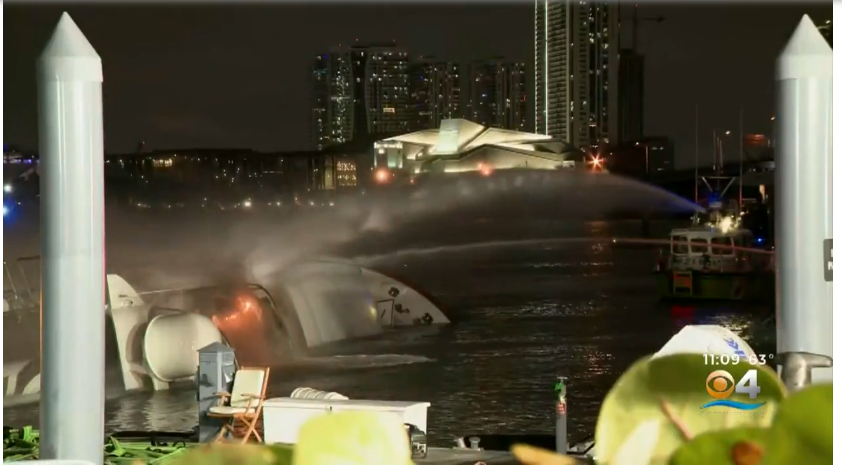 Se incendió el yate de Marc Anthony en Miami (Fotos+videos)