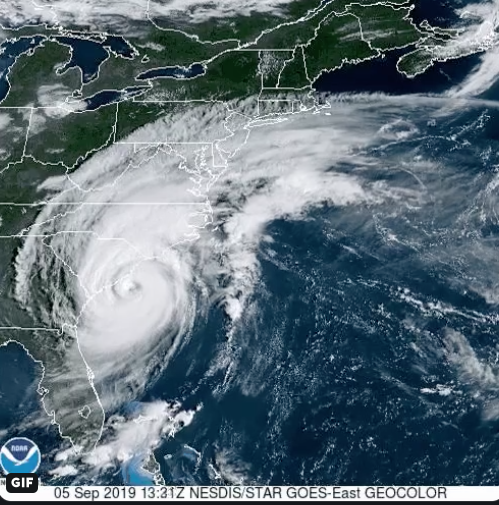 Dorian azota las Carolinas como huracán categoría 1