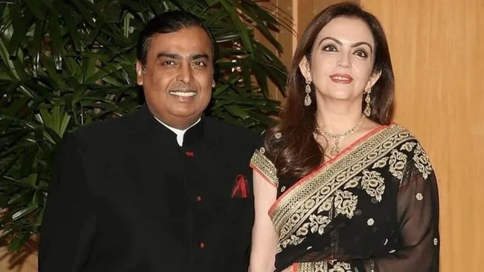 El magnate Mukesh Ambani y su esposa Neeta 