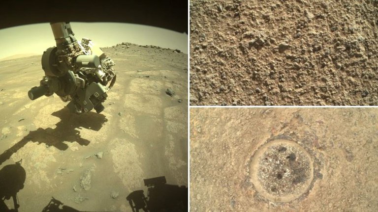 NASA publicó fotos de la roca extraída por Perseverance en Marte