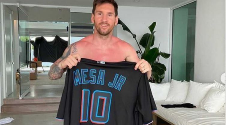 ¡Gran gesto! Messi posó en Instagram con camiseta de Víctor Mesa Jr de Marlins