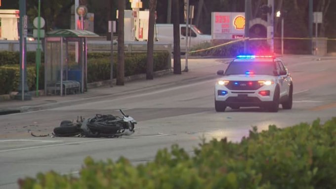 Motociclista sufrió  grave accidente en importante calle de Miami