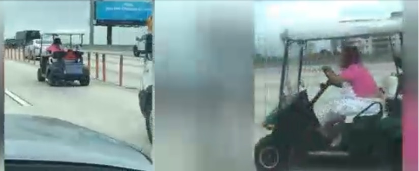 ¡DETENIDA! Mujer se robó un carrito de golf y lo manejó en importante autopista +VIDEO