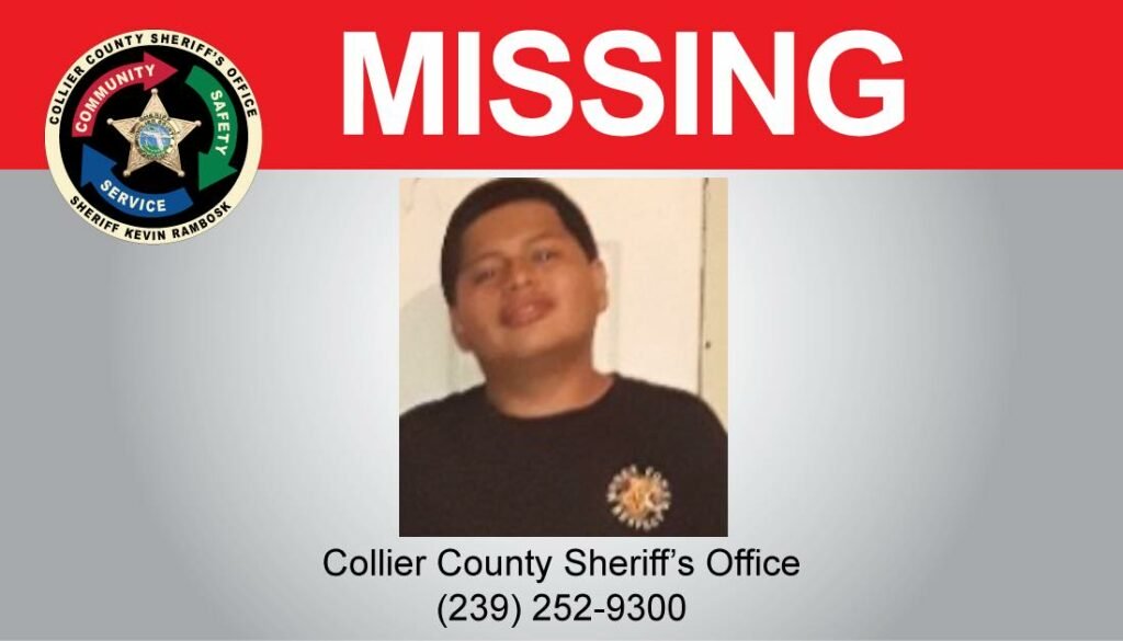 Policía busca a un joven desaparecido en el condado de Collier