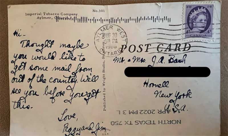 Mujer recibe una postal estremecedora de hace 62 años ¡Sorprendente!
