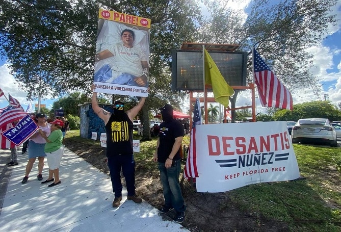 Miembros de Proud Boys mostraron su apoyo a candidato republicano al Senado en Hialeah