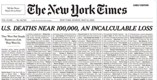 Conoce como se realizó la conmovedora portada de The New York Times repleta de nombres