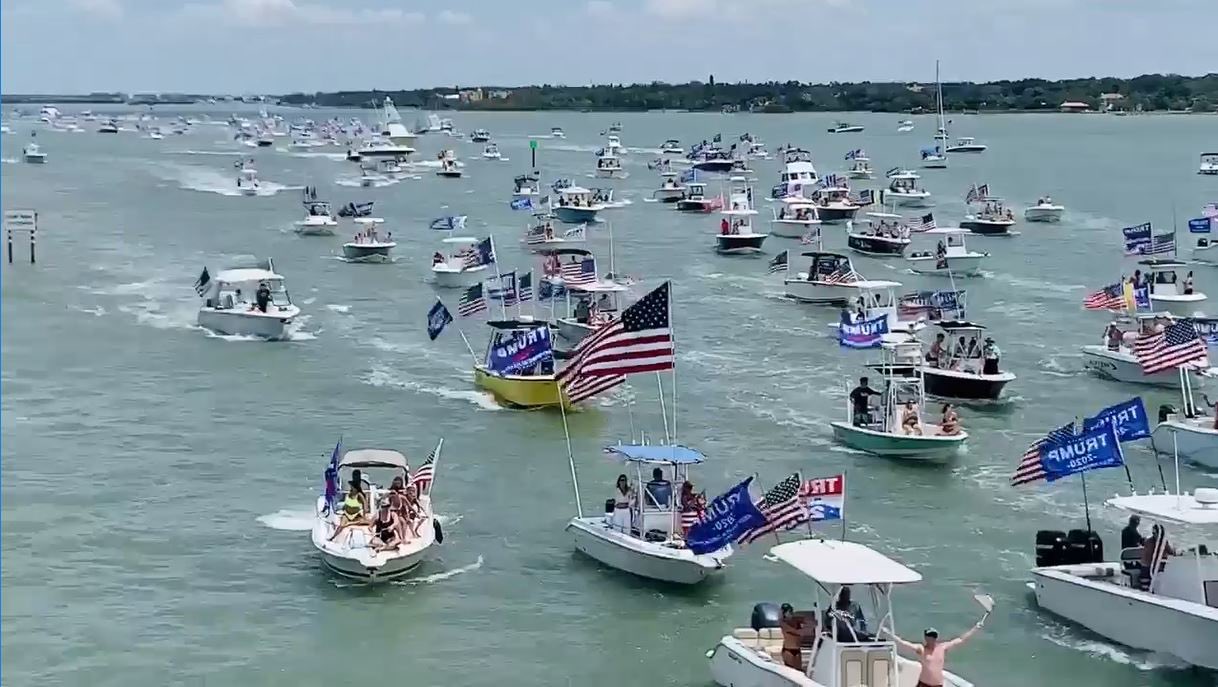 Simpatizantes mostraron apoyo a Trump en caravana de botes en el Sur de la Florida