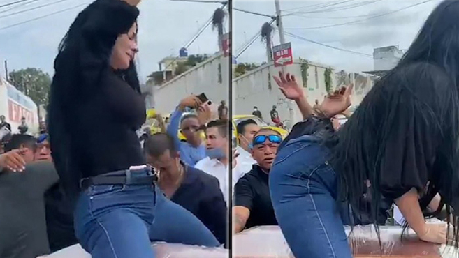 Mujer despidió a su marido fallecido bailando twerking encima de su ataúd (Video)