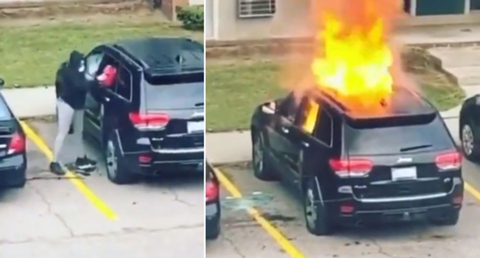 ¡Explosión! Mujer prendió en fuego el carro de su ex y no se imaginó lo que pasaría +Vídeo viral