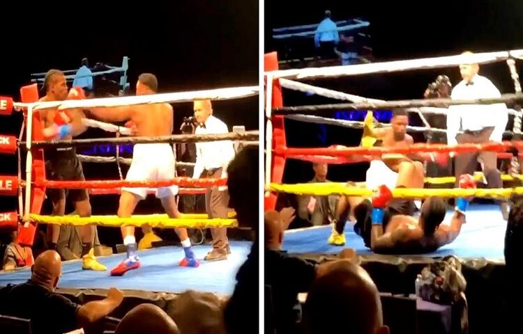 Boxeadores caen simultáneamente a la lona tras realizar un “Nocaut doble” (VIDEO)