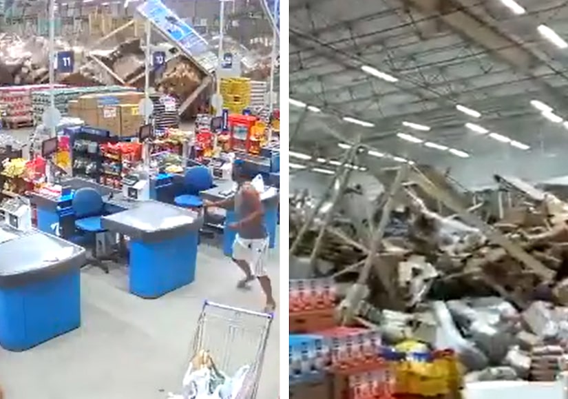 Estantes gigantes de un supermercado en Brasil colapsaron como dominó y causaron la muerte de una persona