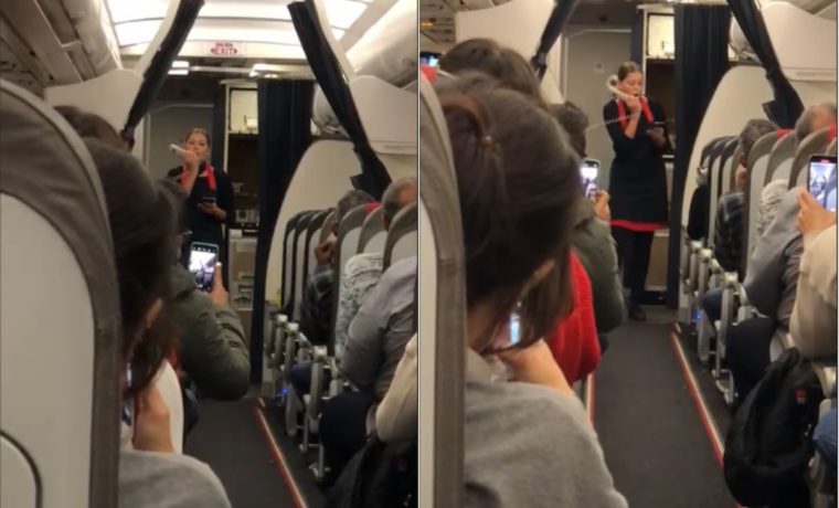 En pleno vuelo en navidad, azafata sorprendió a pasajeros cantando tema de Mariah Carey (Video)