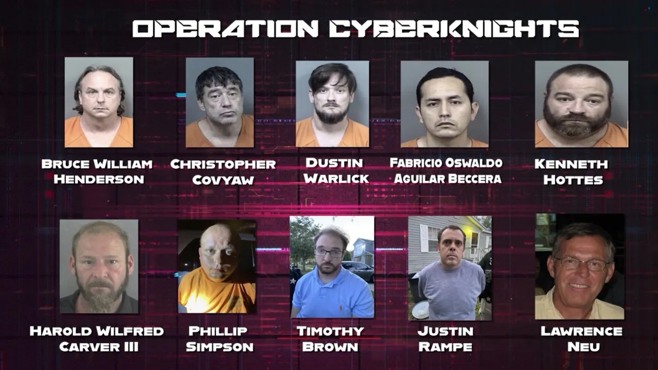 Arrestan a 10 depredadores de Florida en Operación Cyber Knights