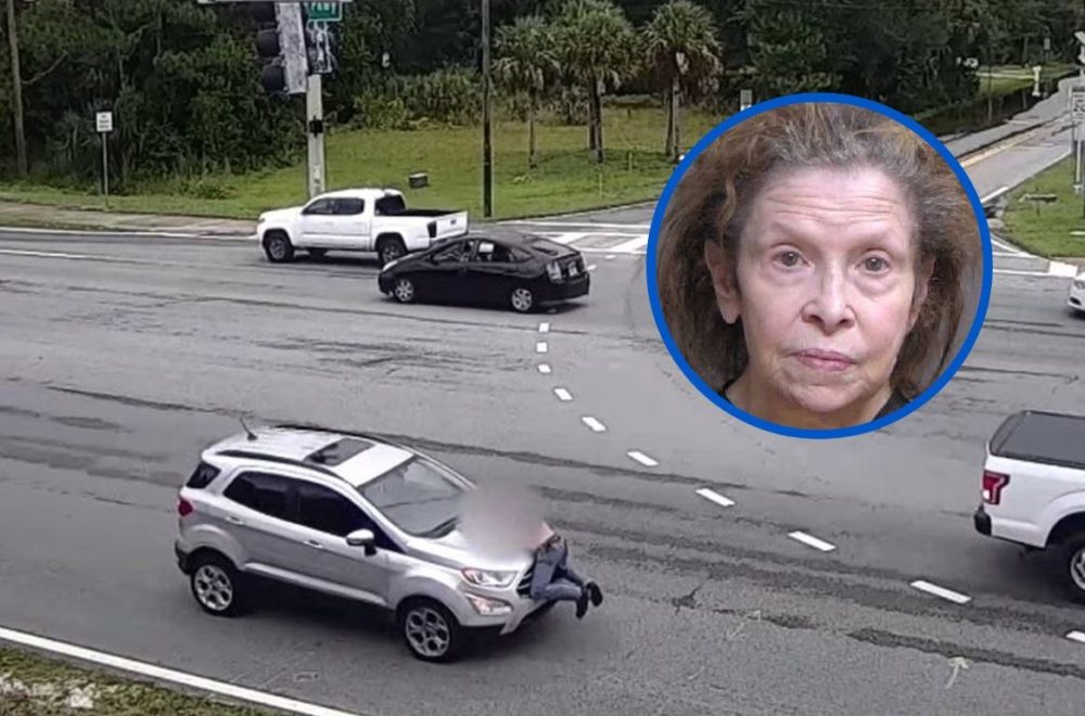 Abuelita se fuga de choque… ¡con la víctima en el capó de su auto!