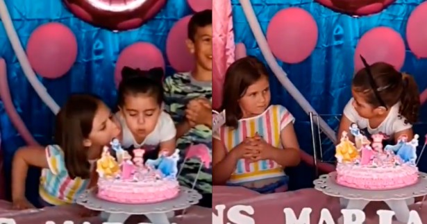¡Cruel travesura se viraliza!  Niña apaga velas de cumpleaños de su hermanita y genera memes (Videos)