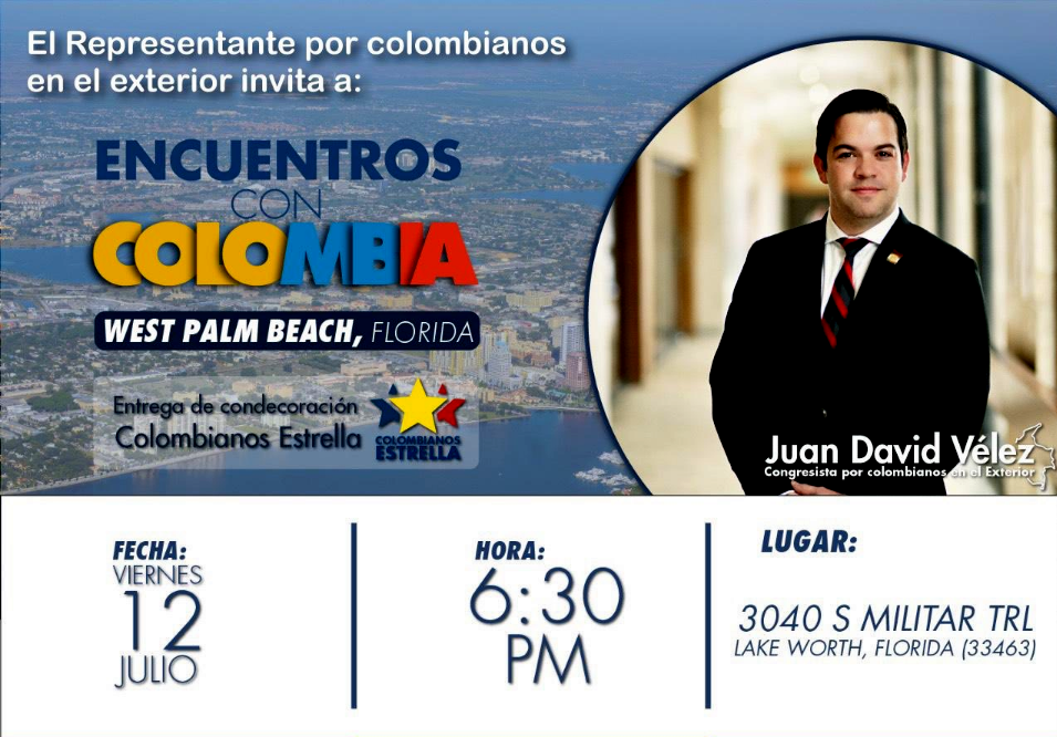 No deje de asistir a la reunión “Encuentros con Colombia” en West Palm Beach