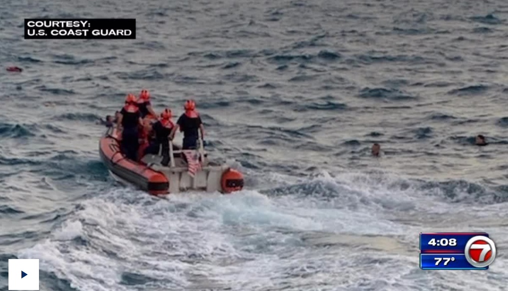 Guardacostas salvan a cuatro personas que naufragaron en Miami Beach