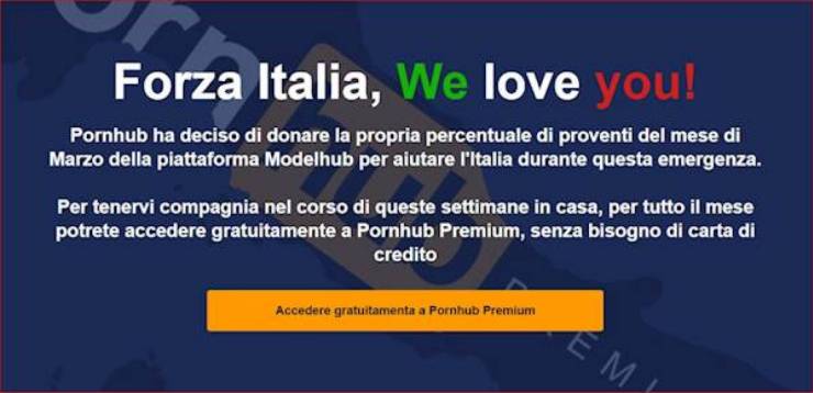 ¡Para las personas en cuarentena! En Italia el servicio premium de Pornhub será gratuito durante 30 días