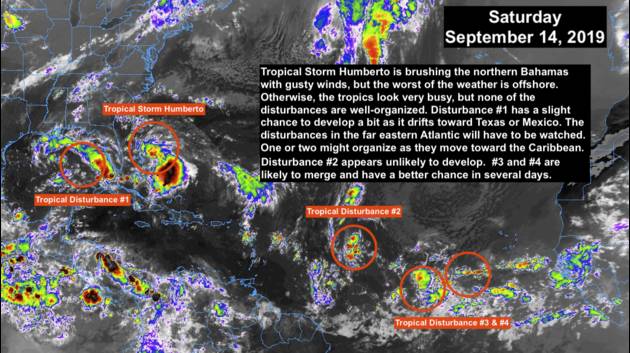 4 sistemas tropicales se alinean en el Atlántico, 1 en el Golfo de México